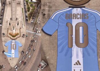 Rosario despide a Messi con un gigante jersey y un “Gracias” antes de su último partido con Argentina