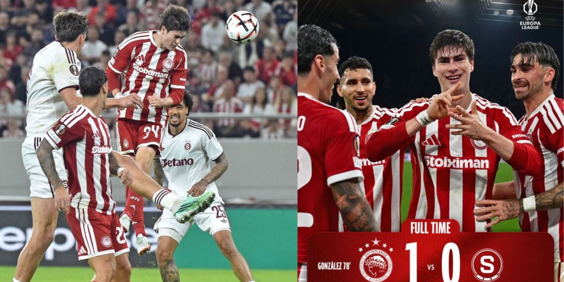 Cabezazo de Armando 'Hormiga' González le da el triunfo al Olympiacos en la Europa League