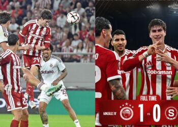 Cabezazo de Armando 'Hormiga' González le da el triunfo al Olympiacos en la Europa League