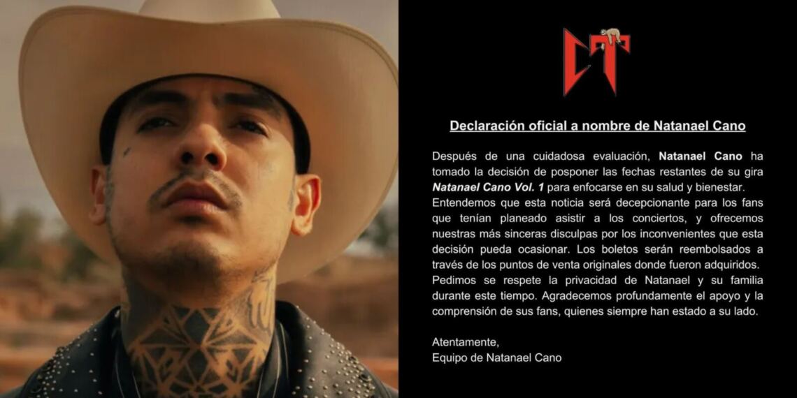 Natanael Cano cancela todos sus conciertos y apariciones públicas hasta nuevo aviso