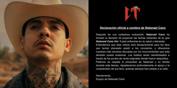 Natanael Cano cancela todos sus conciertos y apariciones públicas hasta nuevo aviso