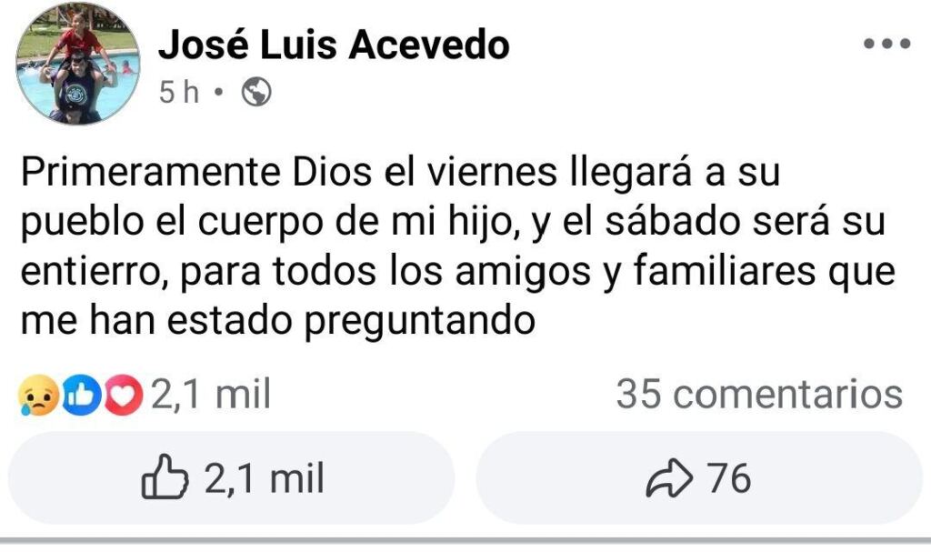 Los restos de Komanche fueron trasladados a su país natal, El Salvador, donde su familia prepara el funeral y entierro.