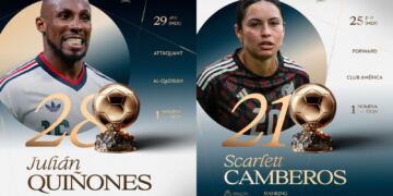 Julián Quiñones y Scarlett Camberos destacan en el Balón de Oro 2026: quedan en el top 28 y 21