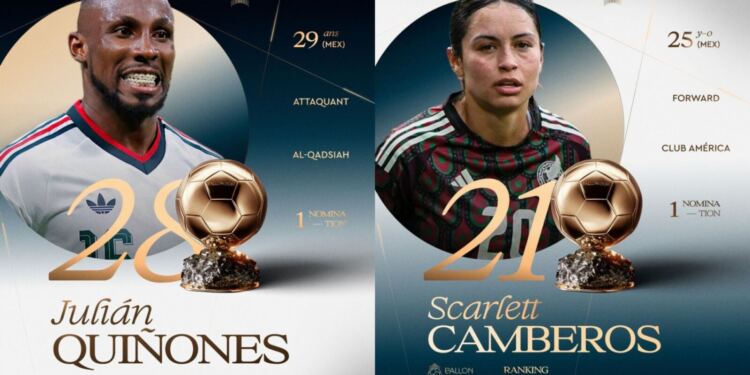Julián Quiñones y Scarlett Camberos destacan en el Balón de Oro 2026: quedan en el top 28 y 21